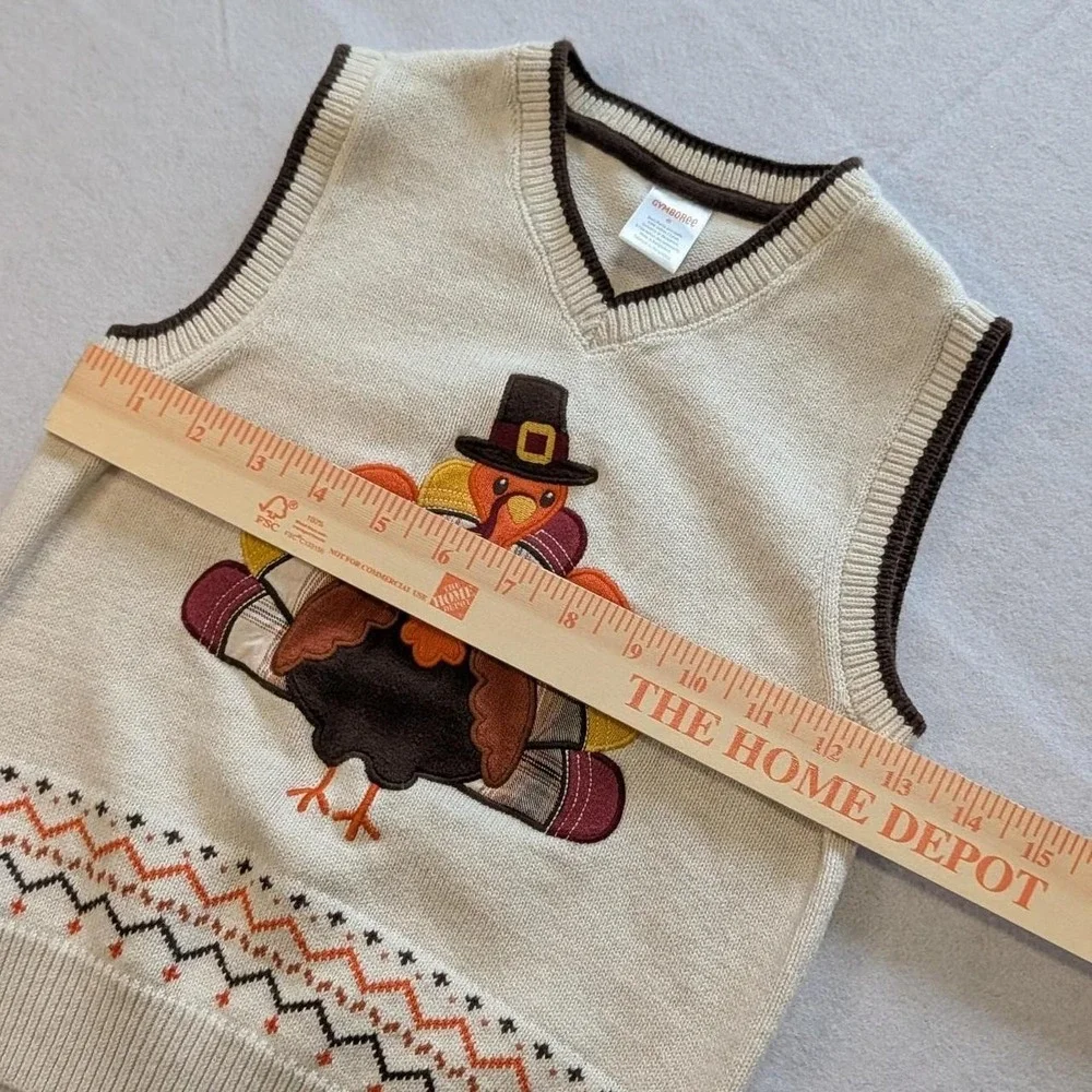 Gymboree Holiday Thanksgiving Turkey Sweater Vest Kids Boys Size 6